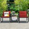 3 Pieces Wicker Rocking Bistro Set with Glass Coffee Table and Storage Shelf